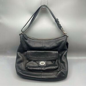 Coach Dark Denim Pebbled Leather Shoulder Bag
